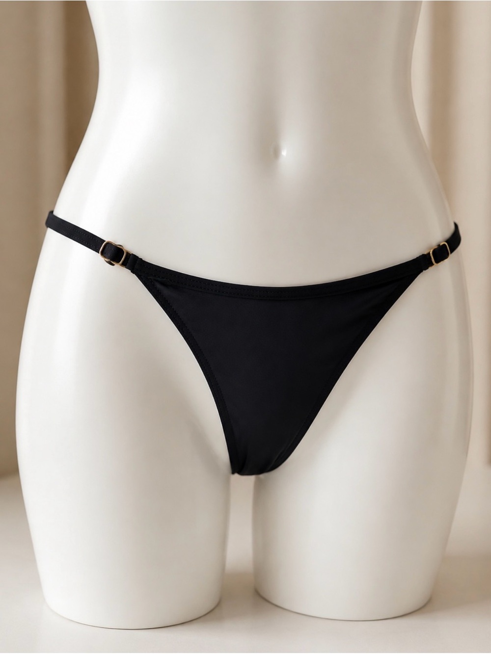 Women's Black Adjustable Bikini Bottom